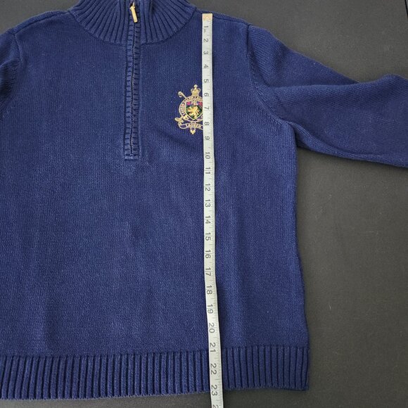 Lauren Ralph Lauren Navy 1/4 Zip Long Sleeve Sweater with Crest Women's Size L - Picture 9 of 14